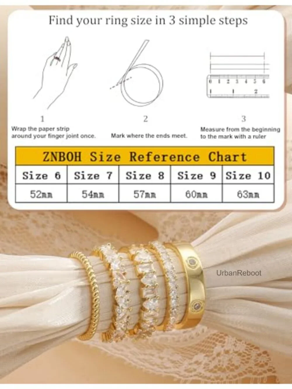 14K Gold Plated Stackable Rings Set Non Tarnish Layering Dainty